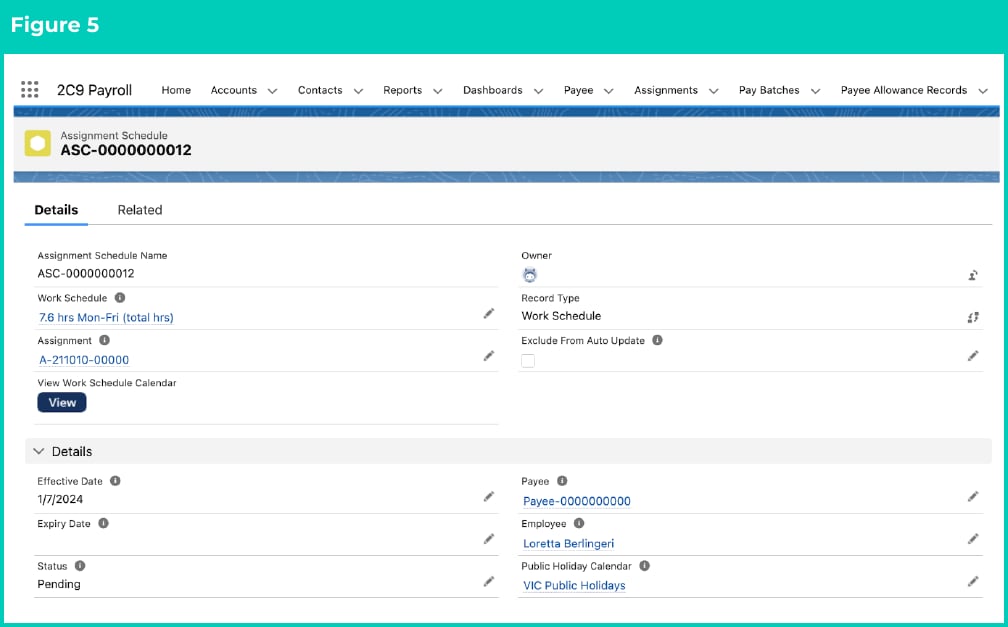 Figure 5: screenshot for QRG Create and Manage Assignment Schedules