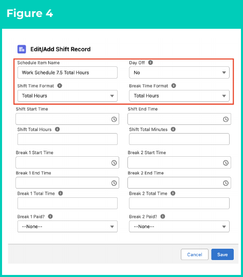 Figure 4: screenshot for QRG Create and Manage Shift Records