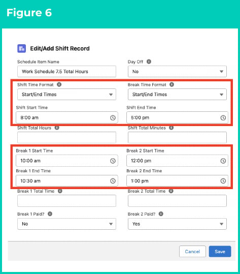 Figure 6: screenshot for QRG Create and Manage Shift Records