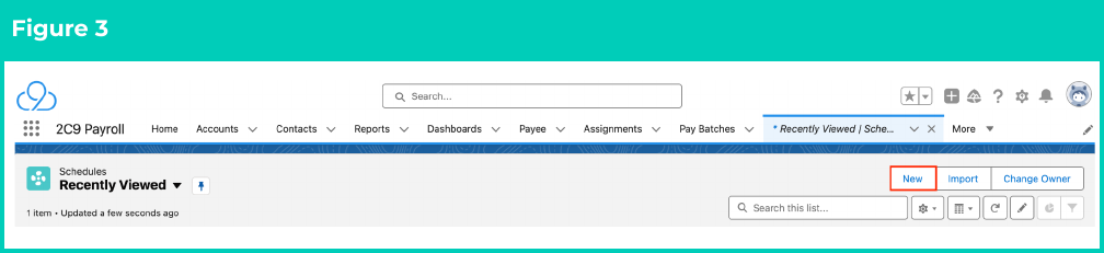 Figure 3: screenshot for QRG Create and Open Work Schedules