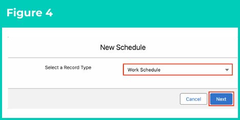 Figure 4: screenshot for QRG Create and Open Work Schedules