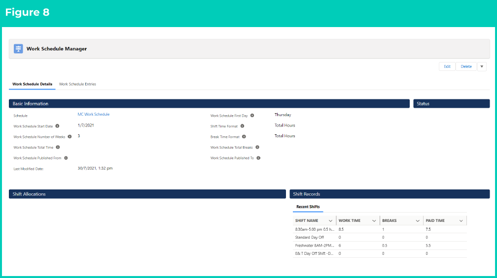 Figure 8: screenshot for QRG Create and Open Work Schedules