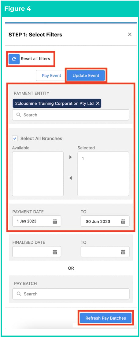 Screenshot from QRG Single Touch Payroll (STP) Lodgements - Update Event