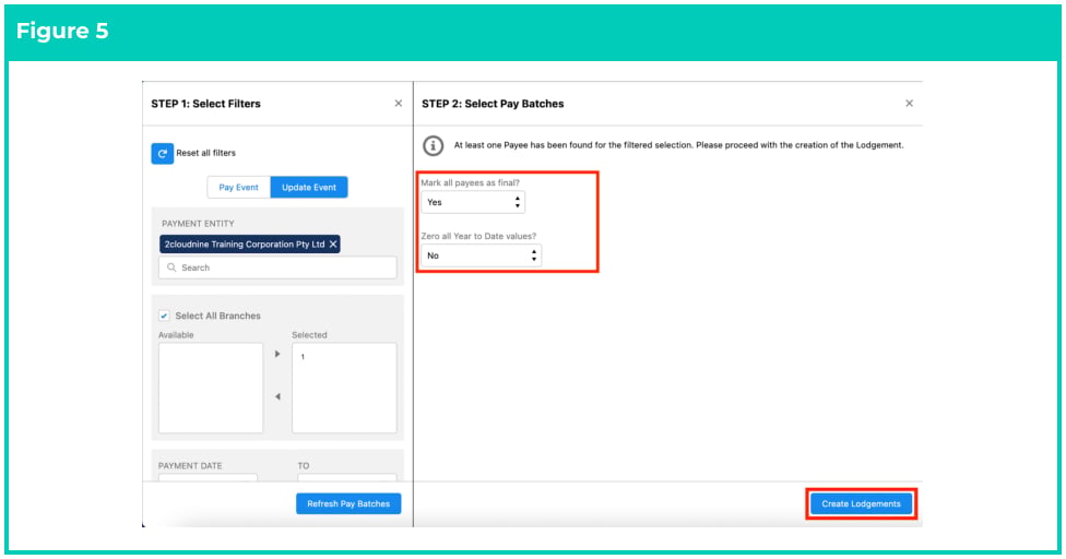 Screenshot from QRG Single Touch Payroll (STP) Lodgements - Update Event