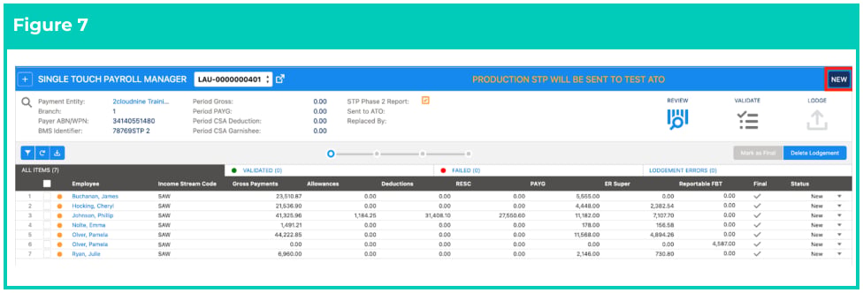 Screenshot from QRG Single Touch Payroll (STP) Lodgements - Update Event