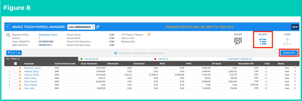 Screenshot from QRG Single Touch Payroll (STP) Lodgements - Update Event