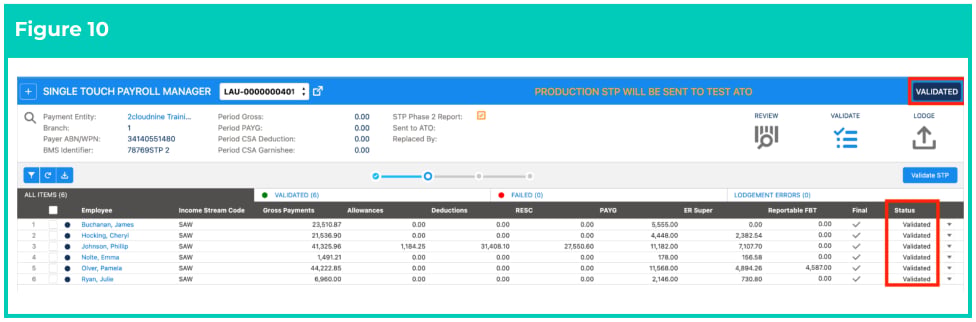Screenshot from QRG Single Touch Payroll (STP) Lodgements - Update Event
