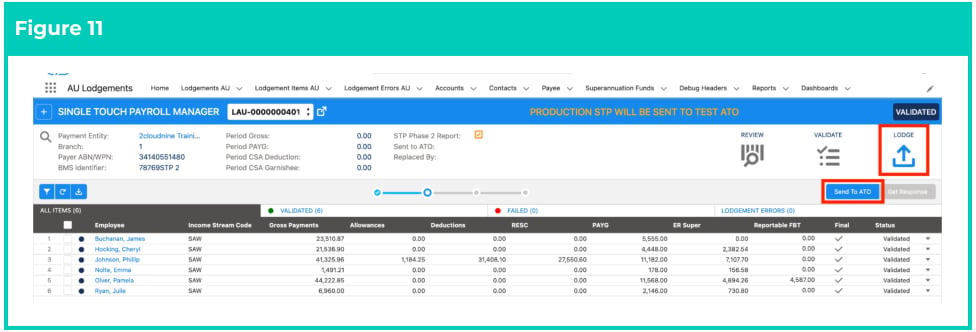 Screenshot from QRG Single Touch Payroll (STP) Lodgements - Update Event