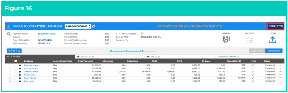 Screenshot from QRG Single Touch Payroll (STP) Lodgements - Update Event