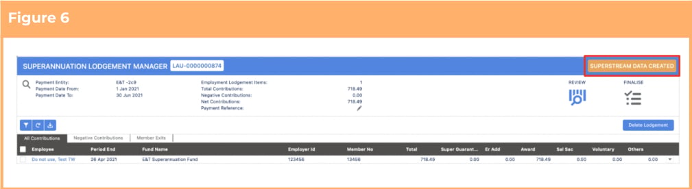 Screenshot from QRG SuperStream Reporting