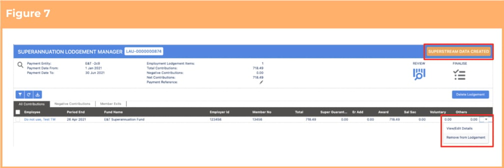 Screenshot from QRG SuperStream Reporting
