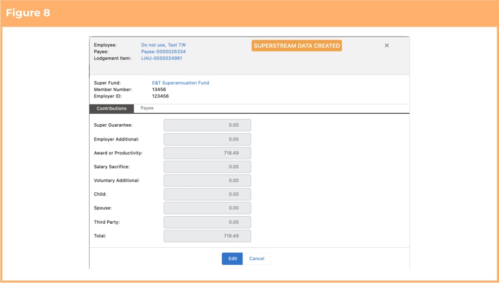 Screenshot from QRG SuperStream Reporting