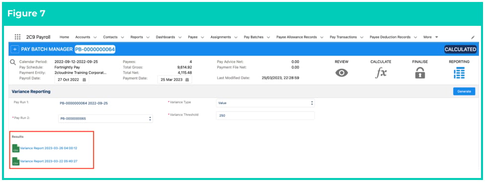 Screenshot from QRG Create a Variance Report