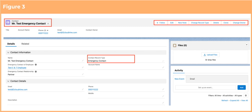 Screenshot from QRG Create an Emergency Contact