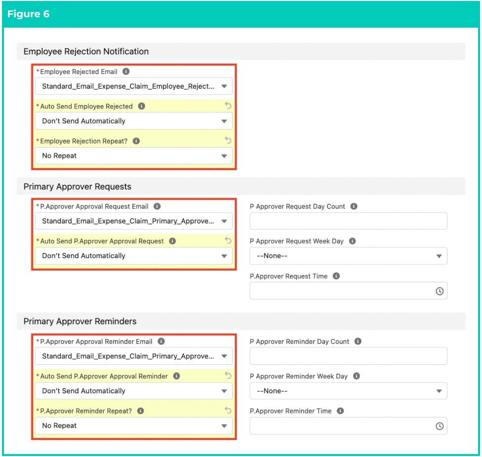 Screenshot from QRG Create Notification Settings - Expense Claim