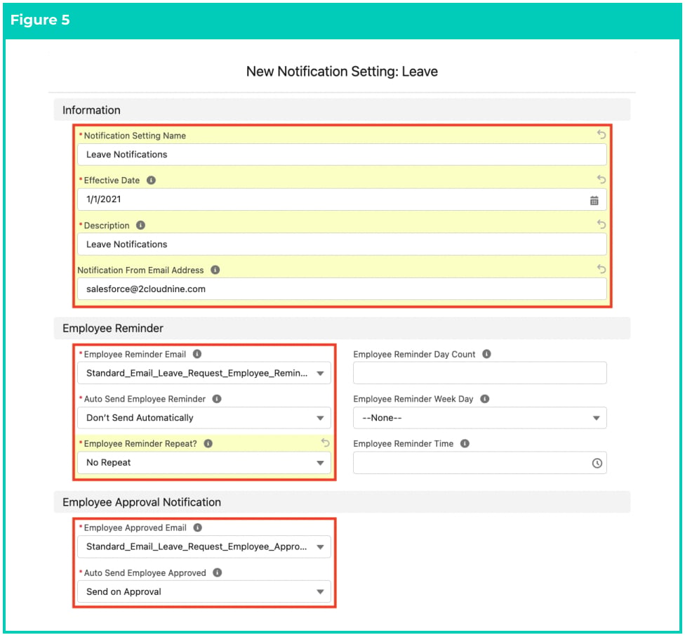 Screenshot from QRG Create Notification Settings - Leave