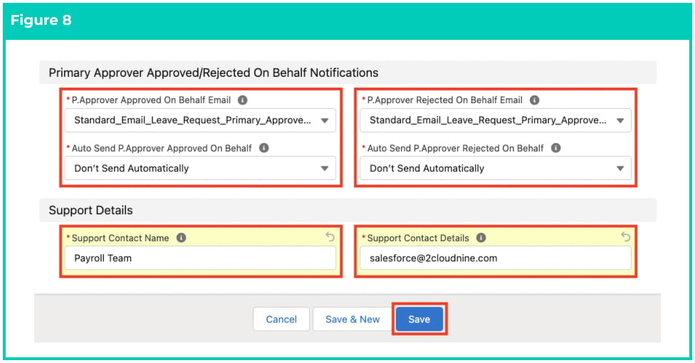 Screenshot from QRG Create Notification Settings - Leave