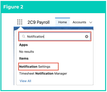 Screenshot from QRG Create Notification Settings - Timesheet