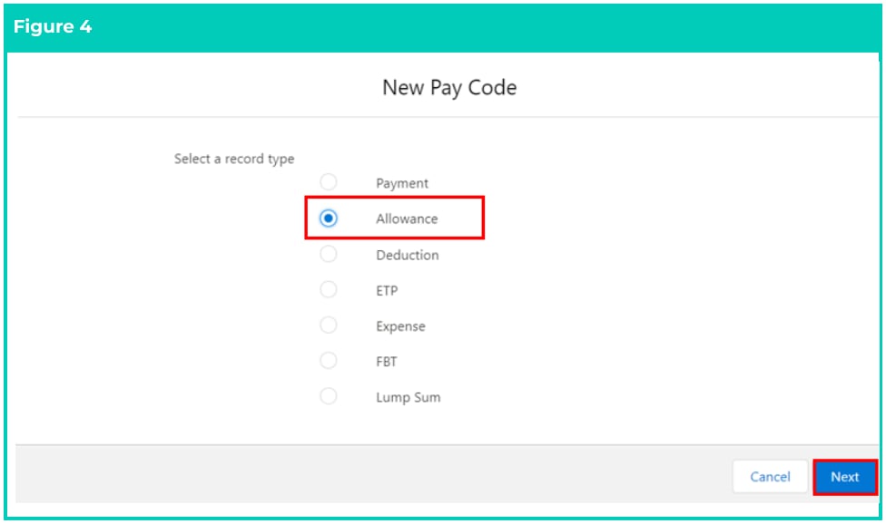 Screenshot from QRG Create Pay Codes - Allowance Pay Codes