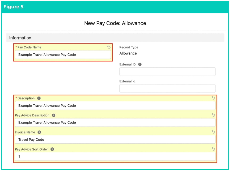 Screenshot from QRG Create Pay Codes - Allowance Pay Codes