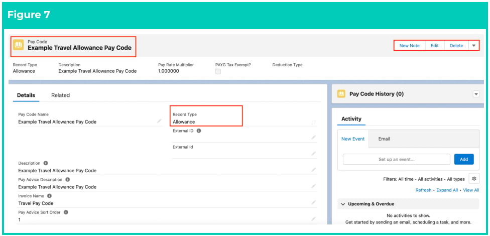 Screenshot from QRG Create Pay Codes - Allowance Pay Codes