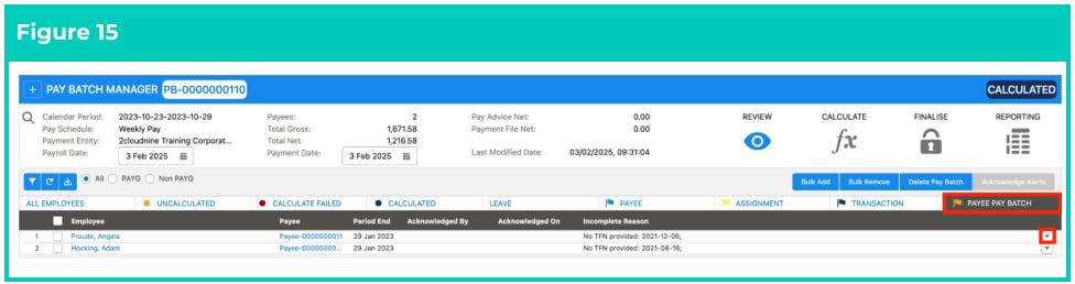 Screenshot from QRG Calculate a Pay Batch