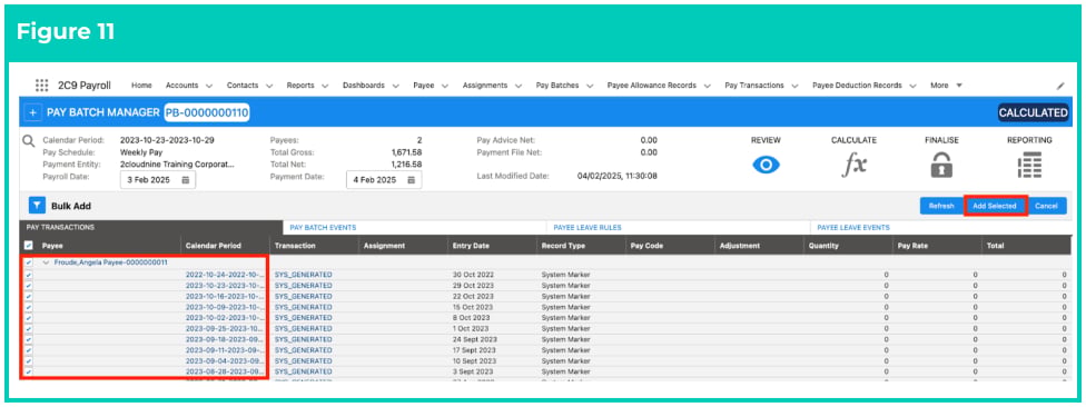 Screenshot from QRG Review a Pay Batch