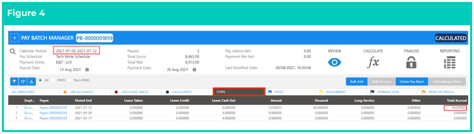 Screenshot from QRG View Leave Accruals via Pay Batch Manager
