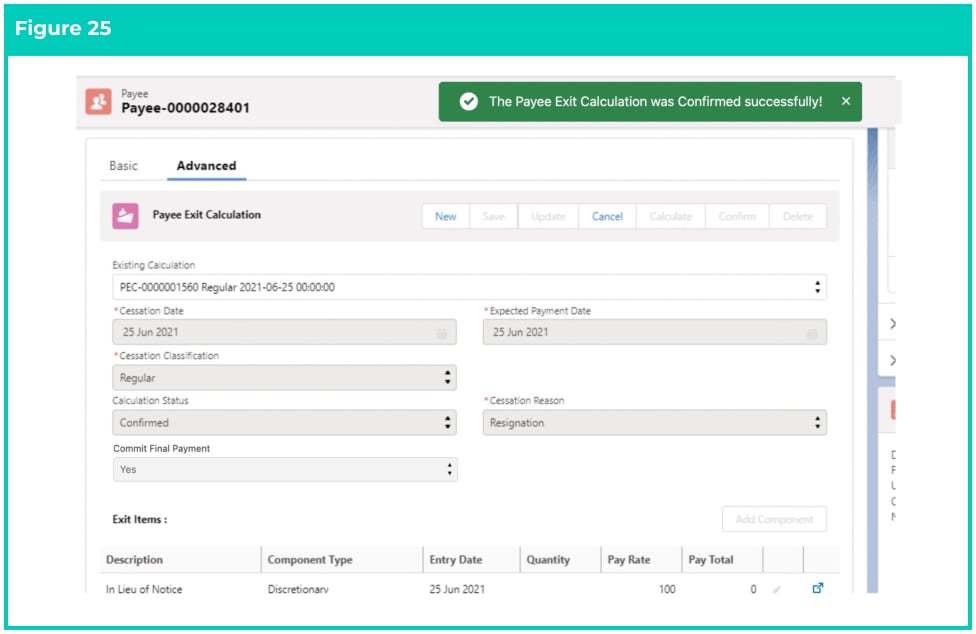 Screenshot from QRG Payee Exit