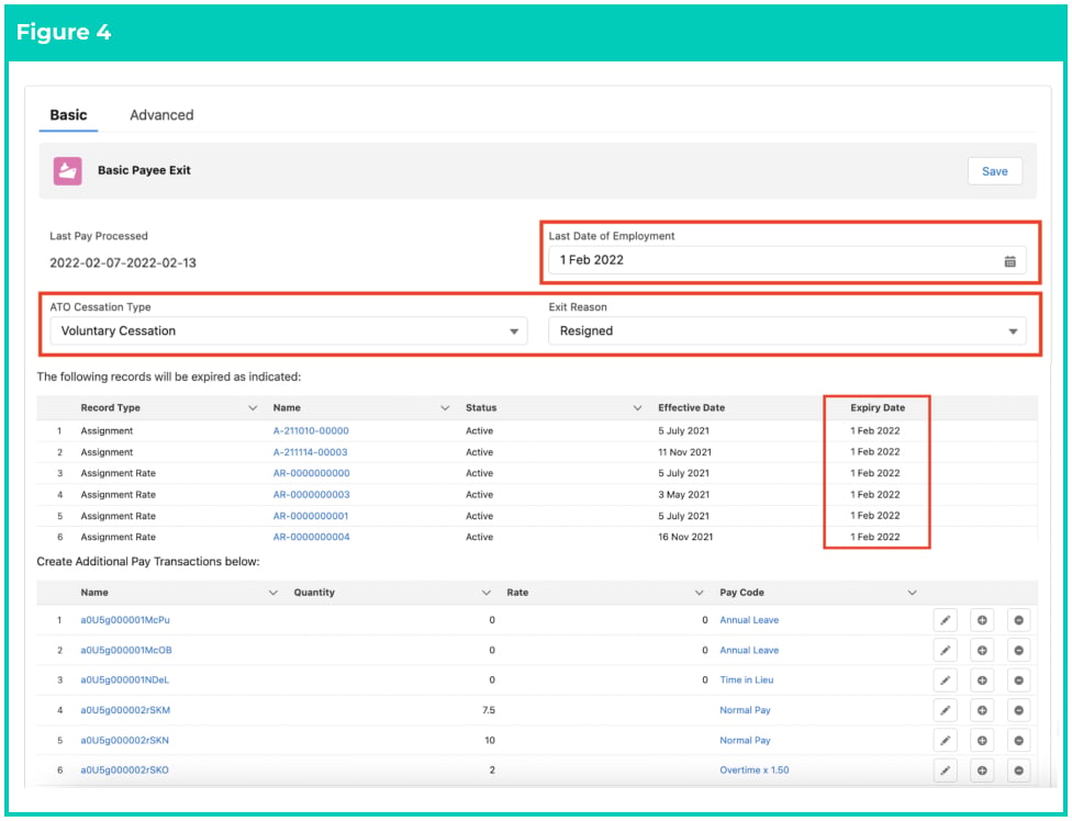 Screenshot from QRG Payee Exit