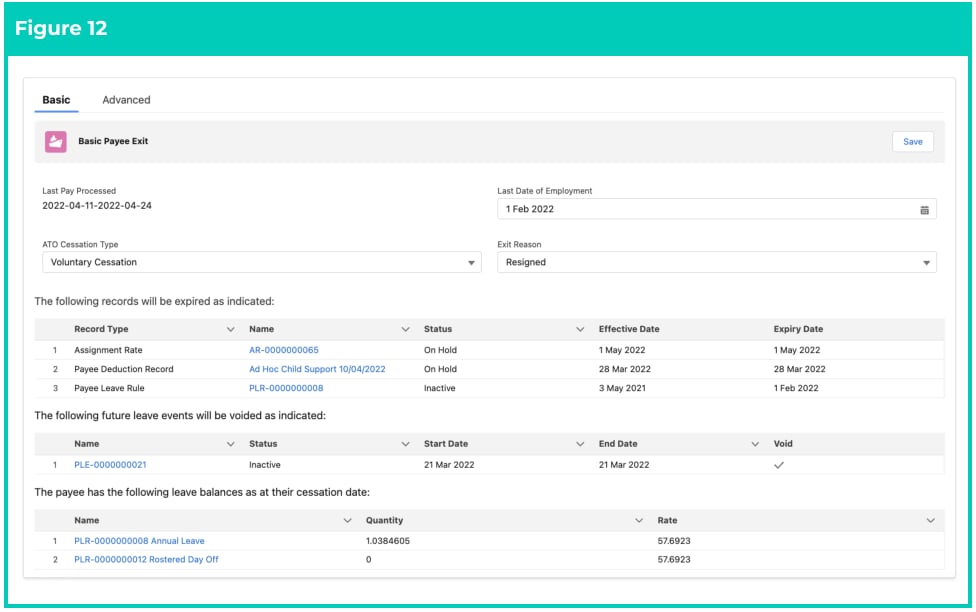Screenshot from QRG Payee Exit