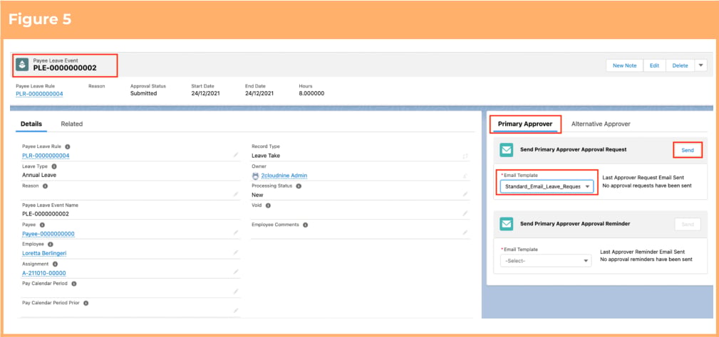 Screenshot from QRG Send Email Notifications to Leave Approvers