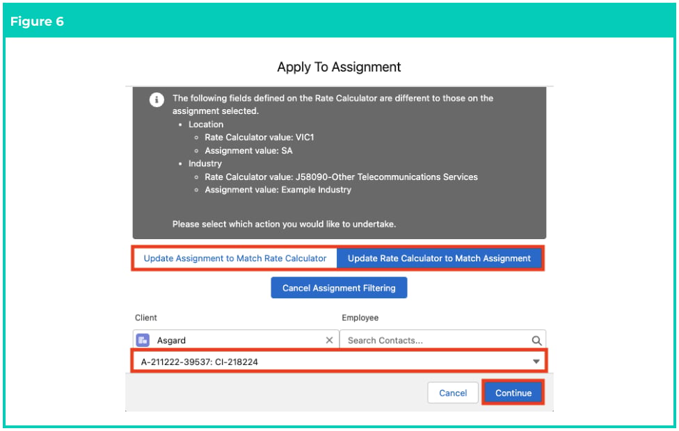 Screenshot from QRG Create Rate Calculators - Employee Specific