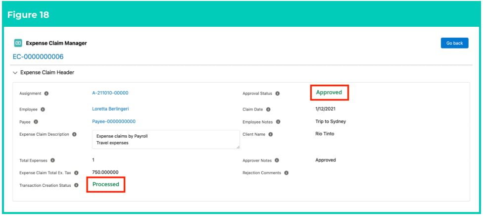 Screenshot from QRG Create an Expense Claim as a Payroll User
