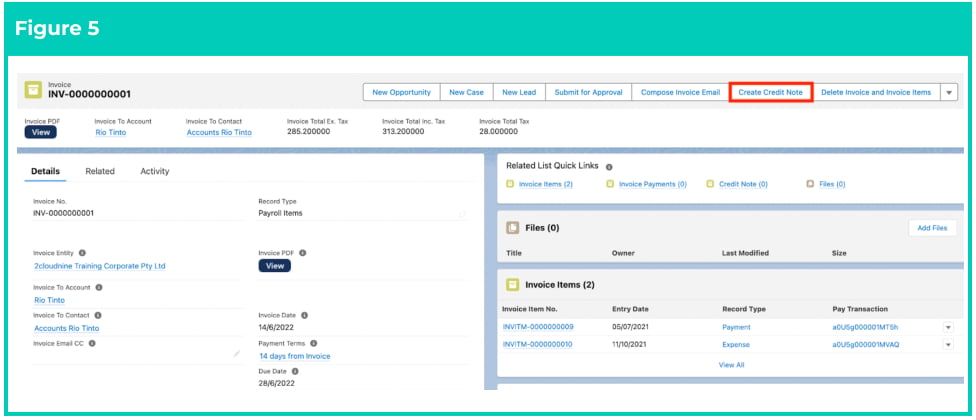 Screenshot from QRG Creating Credit Notes