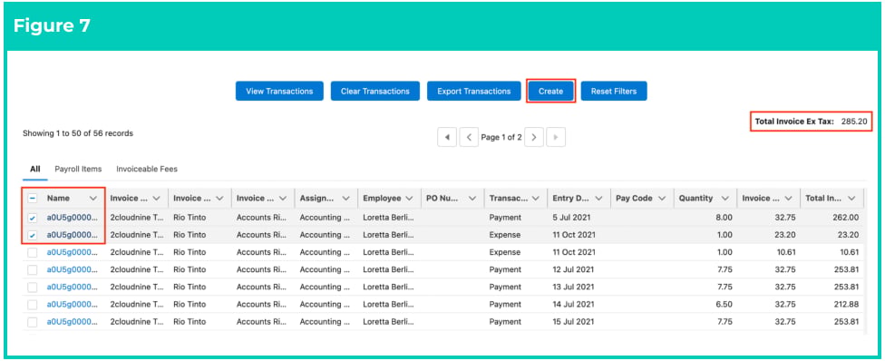 Screenshot from QRG Creating Invoices