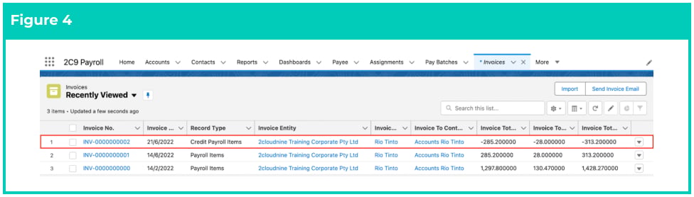 Screenshot from QRG Creating Re-Invoices