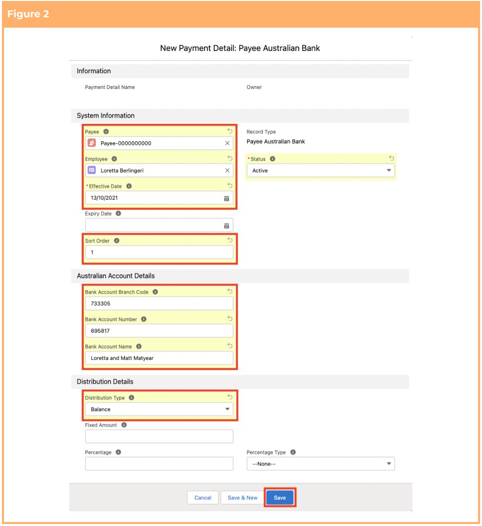 Screenshot from QRG Create Payment Details
