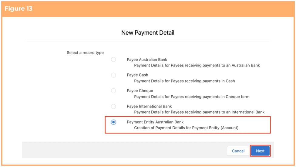 Screenshot from QRG Create Payment Details