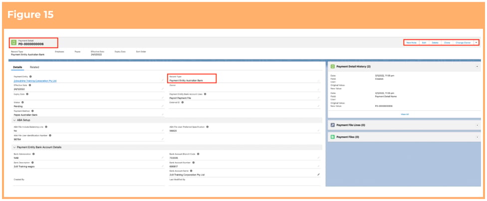 Screenshot from QRG Create Payment Details