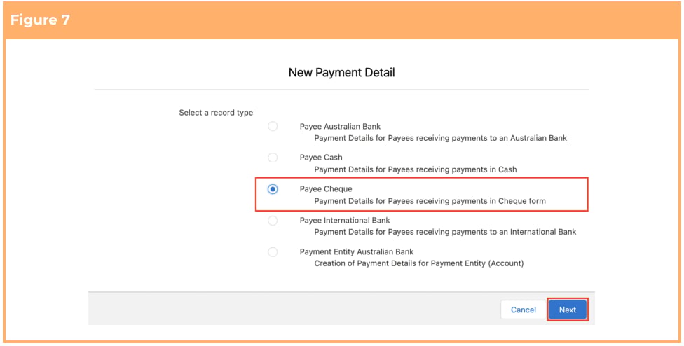 Screenshot from QRG Create Payment Details
