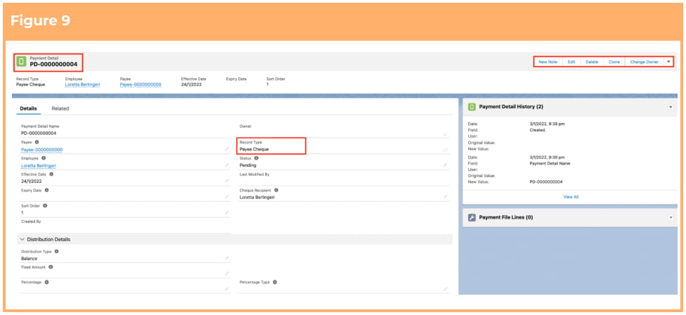 Screenshot from QRG Create Payment Details