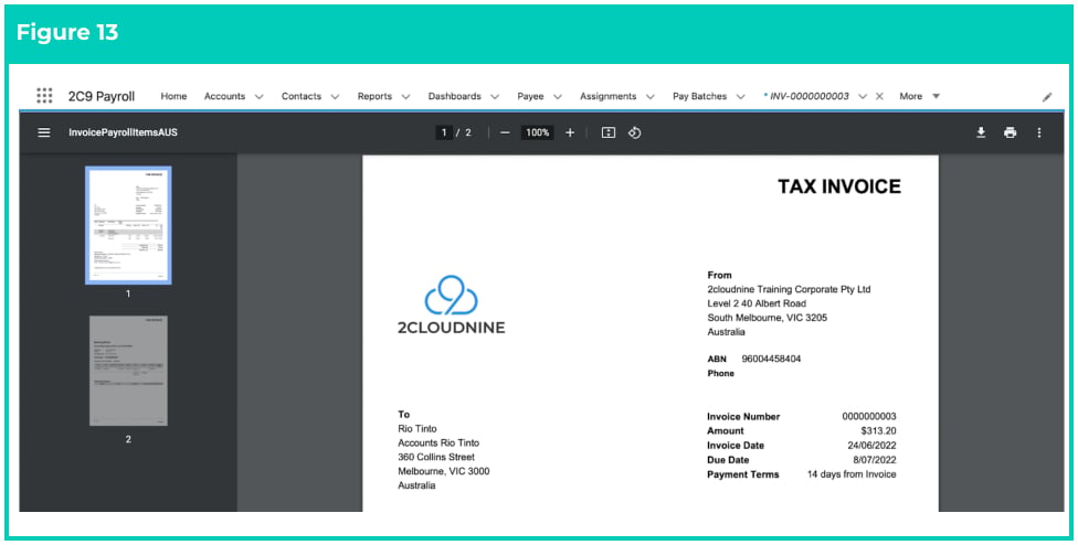 Screenshot from QRG Creating Re-Invoices