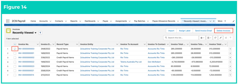 Screenshot from QRG Creating Re-Invoices