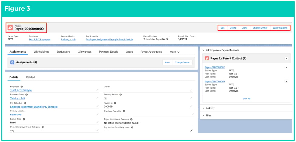 Screenshot from QRG Create a Payee record