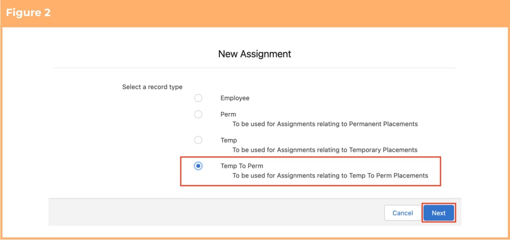 Screenshot from QRG Create an Assignment - Temp to Perm