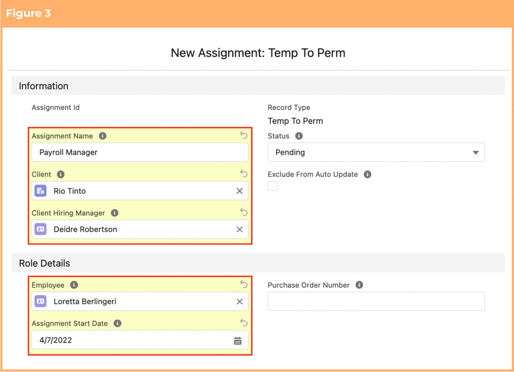 Screenshot from QRG Create an Assignment - Temp to Perm