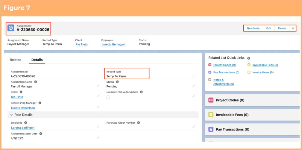 Screenshot from QRG Create an Assignment - Temp to Perm