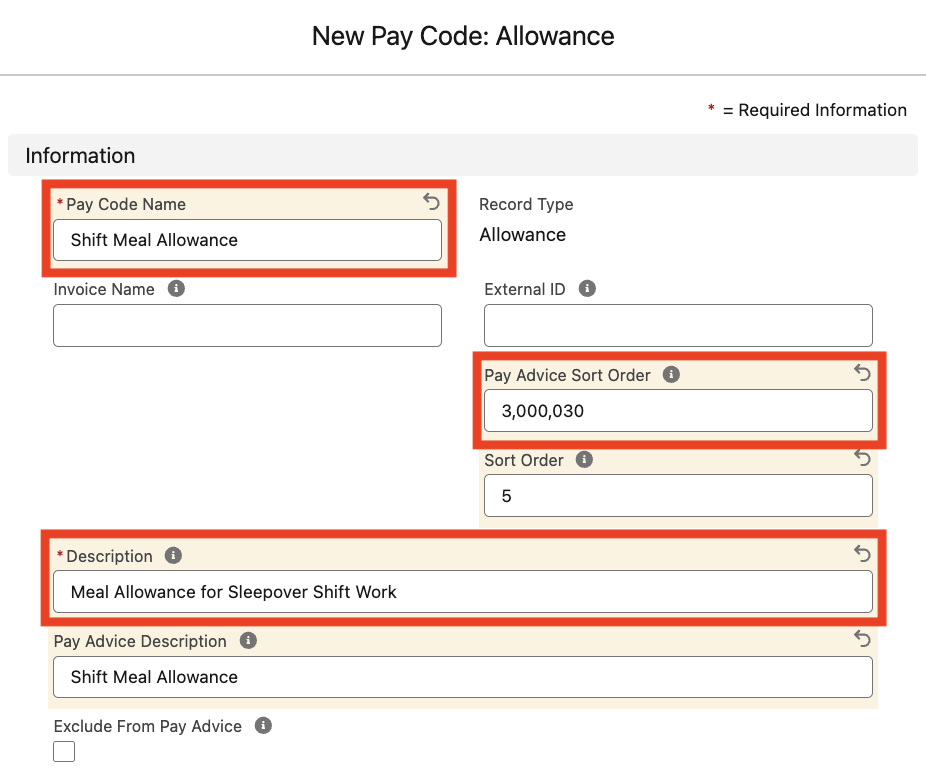 Screenshot from QRG Create Pay Codes - Allowance Pay Codes