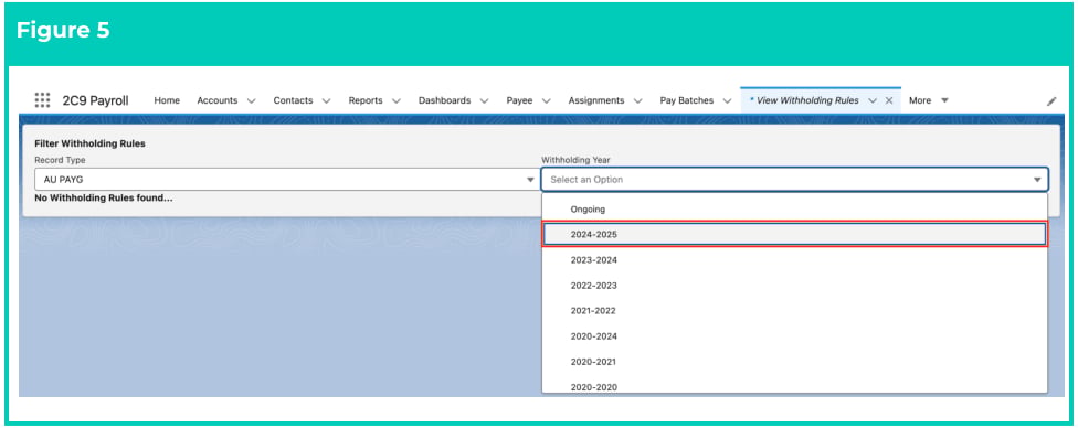 Screenshot from QRG View Withholding Rules